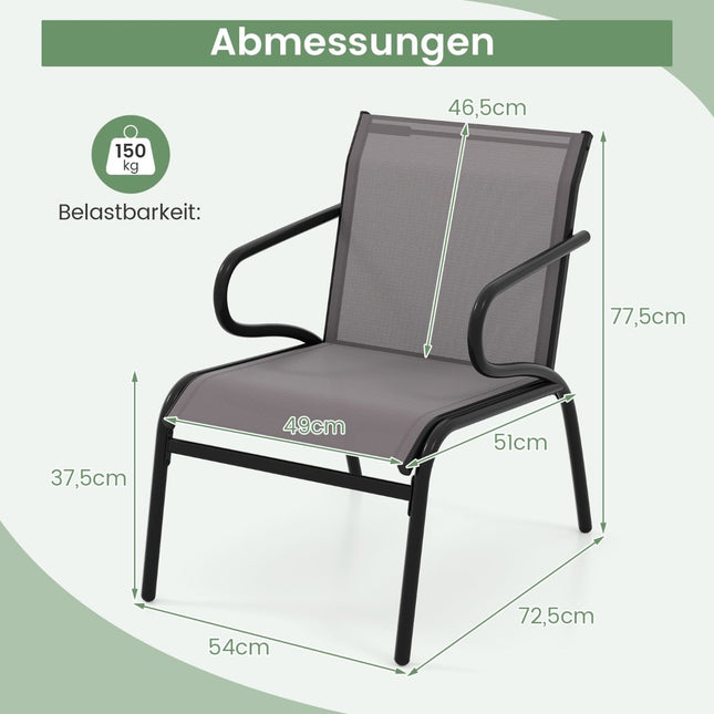 Set de 2 scaune de terasă pentru exterior, material respirabil, capacitate 150 kg