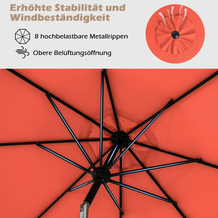 Umbrelă de terasă pentru exterior, 300 cm, înclinabilă și cu manivelă, portocalie