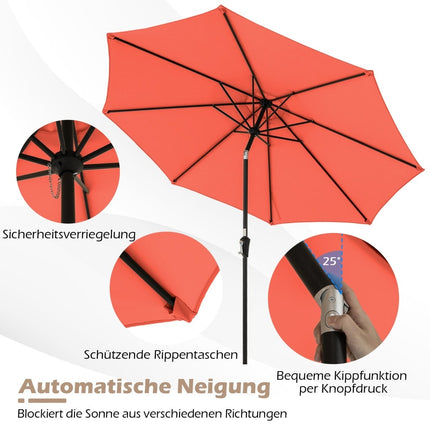 Umbrelă de terasă pentru exterior, 300 cm, înclinabilă și cu manivelă, portocalie