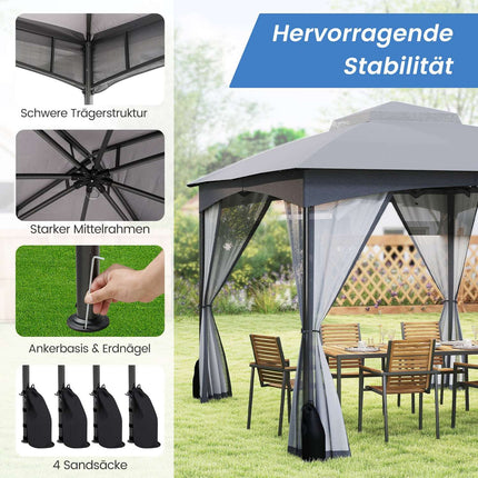 Pavilion Exterior 3,6 x 3 m, Plasa de tantari, Impermeabil, Gri