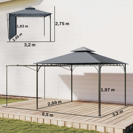Pavilion exterior cu acoperiș retractabil, protecție UPF 30+