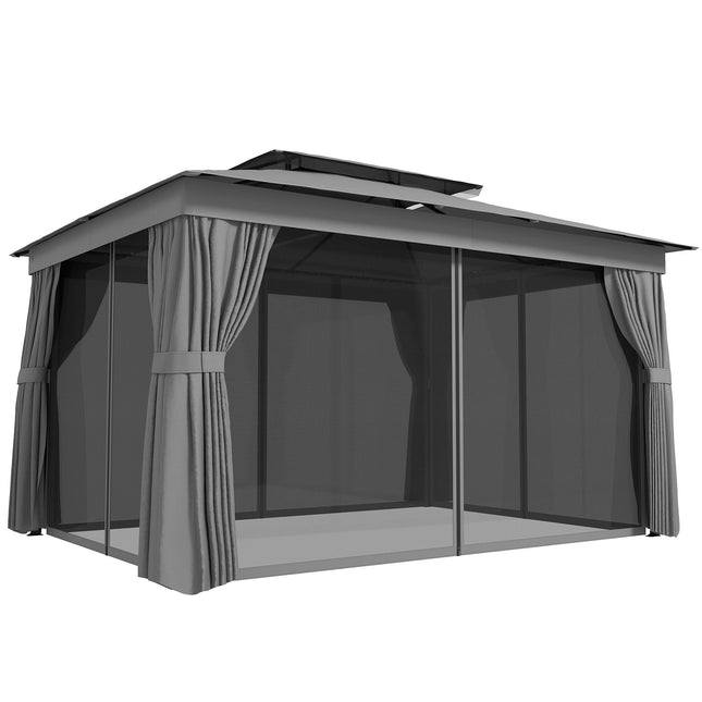 Pavilion exterior cu acoperiș și perdele UPF30+