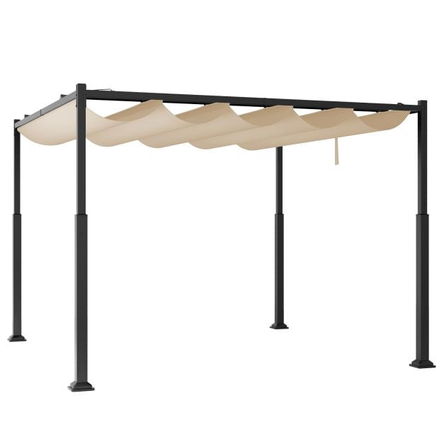 Pergolă de exterior 3x3 m, copertină retractabilă, bej