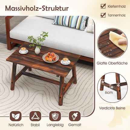 Masuta de cafea din lemn de pin pentru exterior - design dreptunghiular cu lamele