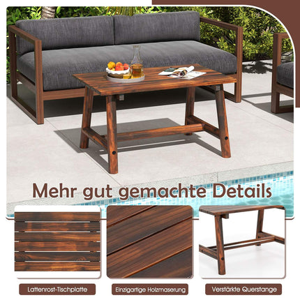 Masuta de cafea din lemn de pin pentru exterior - design dreptunghiular cu lamele