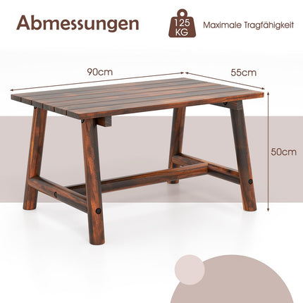 Masuta de cafea din lemn de pin pentru exterior - design dreptunghiular cu lamele