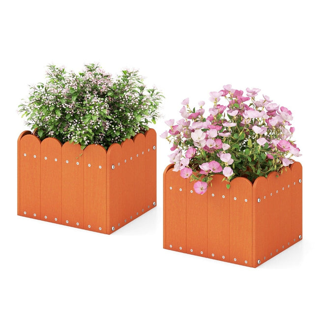 Set jardiniere de exterior, HDPE, rezistente la intemperii, 32x30x25 cm, portocaliu