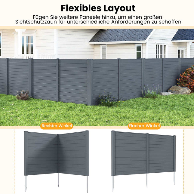 Panouri de gard exterior pentru intimitate 123x123cm, pachet de 2, țepi metalici, gri
