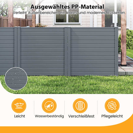 Panouri de gard exterior pentru intimitate 123x123cm, pachet de 2, țepi metalici, gri