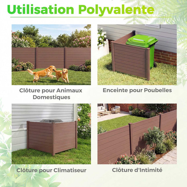 Paravan de intimitate pentru exterior 122 x 95 cm, 2 panouri, maro