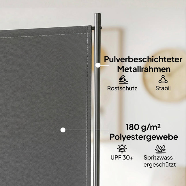 Paravan exterior, 3 panouri metalice, gri închis, UV 30+