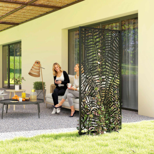 Paravan de intimitate pentru exterior, metalic, montabil pe perete, 65x130 cm