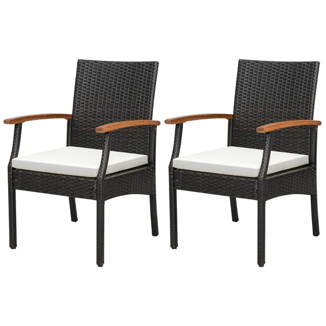 Set de 2 scaune de exterior din ratan cu perne, cadru metalic