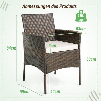 Set de 4 scaune de exterior din ratan cu perne, 63x59x84 cm