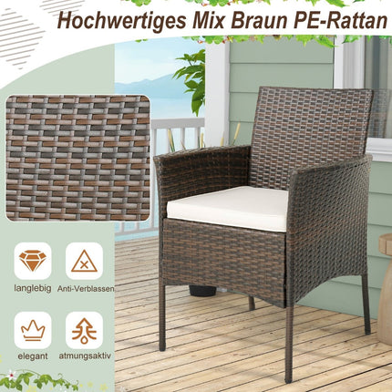 Set de 4 scaune de exterior din ratan cu perne, 63x59x84 cm