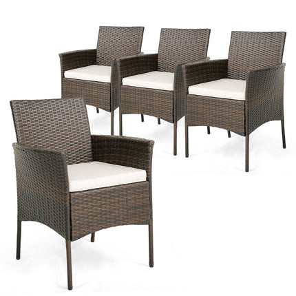 Set de 4 scaune de exterior din ratan cu perne, 63x59x84 cm