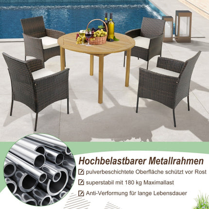 Set de 4 scaune de exterior din ratan cu perne, 63x59x84 cm