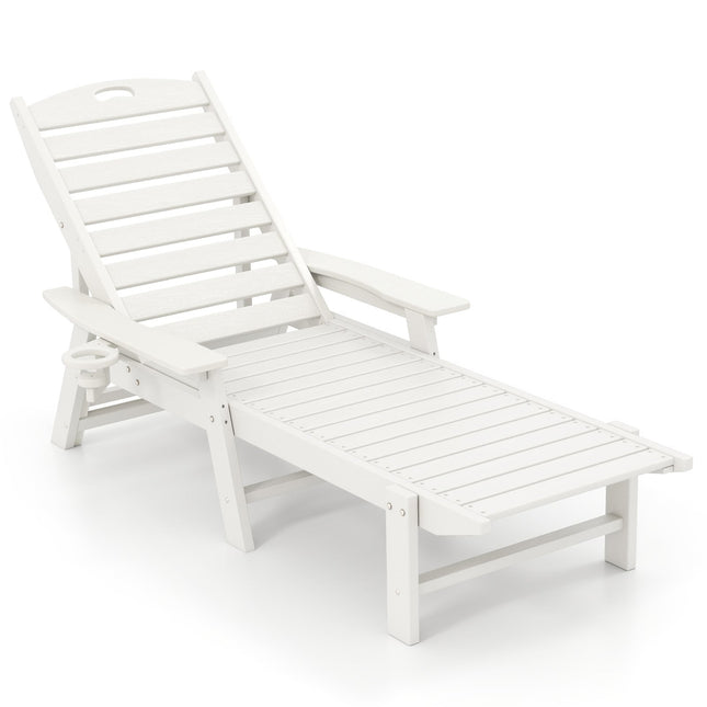 Scaun extensibil de exterior, HDPE, spătar reglabil, alb