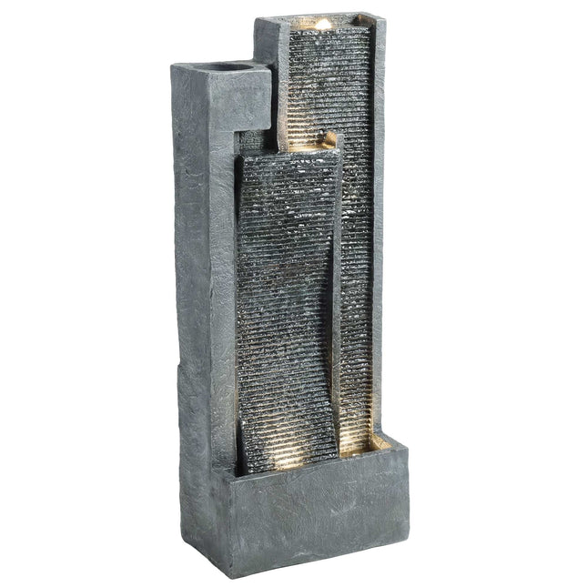 Fântână de exterior din rășină cu jardinieră și lumini LED
