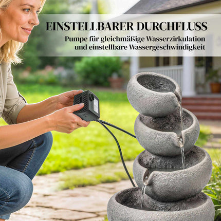 Fântână de exterior din rășină cu lumini LED, cu 4 niveluri