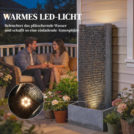 Fântână de exterior din rășină cu lumini LED, 80 cm