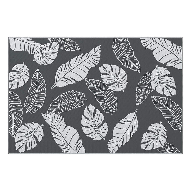 Covor de exterior Covor din plastic rezistent la intemperii, design cu două fețe pentru balcon și terasă, gri+alb, 182X274Cm