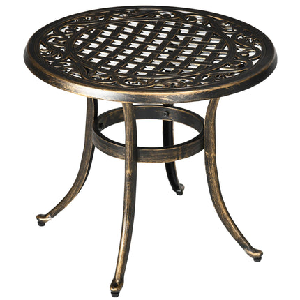 Masă laterală de exterior, aluminiu, bronz, Ø60 x 52,5 cm