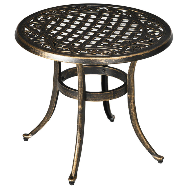 Masă laterală de exterior, aluminiu, bronz, Ø60 x 52,5 cm