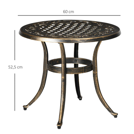 Masă laterală de exterior, aluminiu, bronz, Ø60 x 52,5 cm