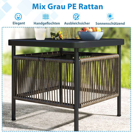 Masă laterală de exterior, ratan rezistent la intemperii, 56x56x49 cm