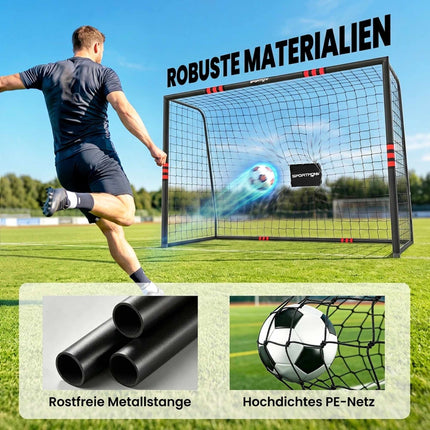 Poartă de fotbal pentru exterior 300x200 cm cu plasă și căptușeală din spumă