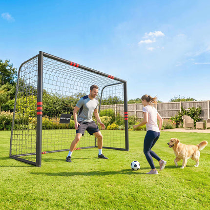 Poartă de fotbal pentru exterior 300x200 cm cu plasă și căptușeală din spumă