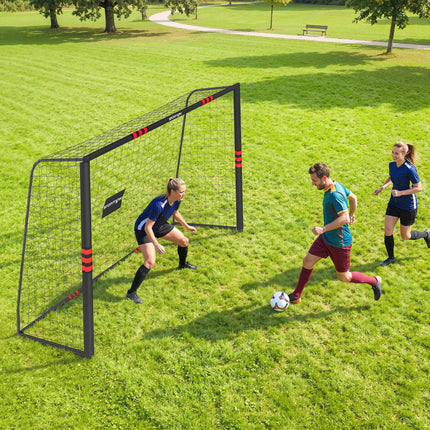 Poartă de fotbal pentru exterior 300x200 cm cu plasă și căptușeală din spumă