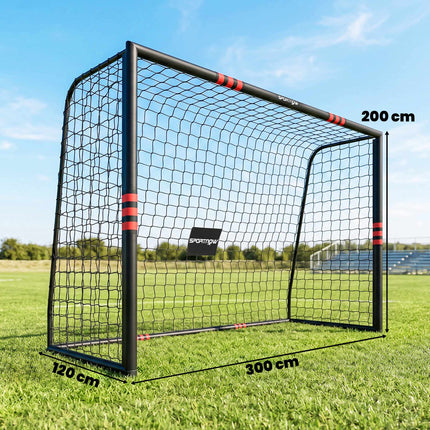 Poartă de fotbal pentru exterior 300x200 cm cu plasă și căptușeală din spumă