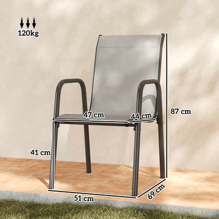Scaune de grădină suprapuse pentru exterior, cadru metalic, set de 4