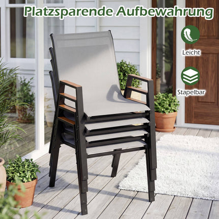 Set de scaune de grădină suprapuse pentru exterior, material textil Teslin respirabil