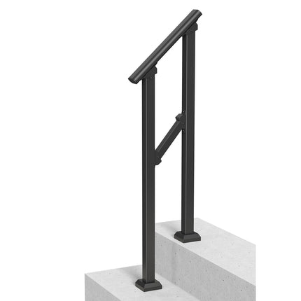 Outdoor Stair Handrail, 1-2 Step Carbon Steel, Black