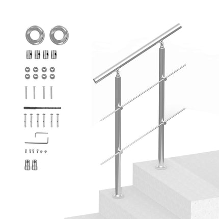 Outdoor Stair Handrail, 31.5 In Stainless Steel, 2 Bars