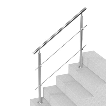 Outdoor Stair Handrail 47.2 Inch, Stainless Steel, 2 Bars