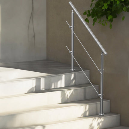 Outdoor Stair Handrail 47.2 Inch, Stainless Steel, 2 Bars