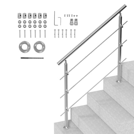 Outdoor Stair Handrail, 47.2 in Stainless Steel Kit