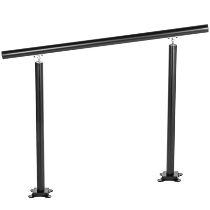 Outdoor Stair Handrail, 4 Ft Adjustable Black Aluminum