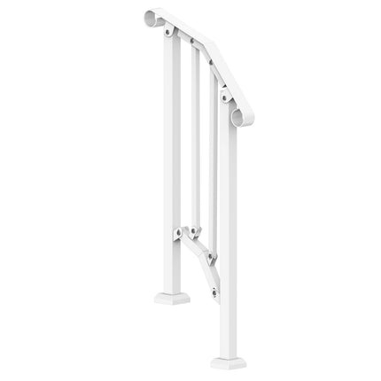 Outdoor Stair Handrail Kit, 1-2 Steps, Carbon Steel, White