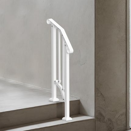Outdoor Stair Handrail Kit, 1-2 Steps, Carbon Steel, White