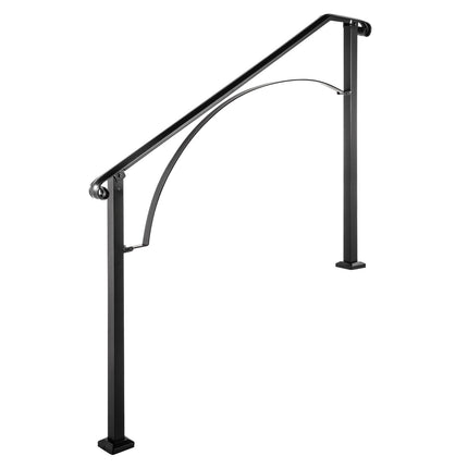 Outdoor Stair Handrail, Wrought Iron, Fits 4–5 Steps, Black