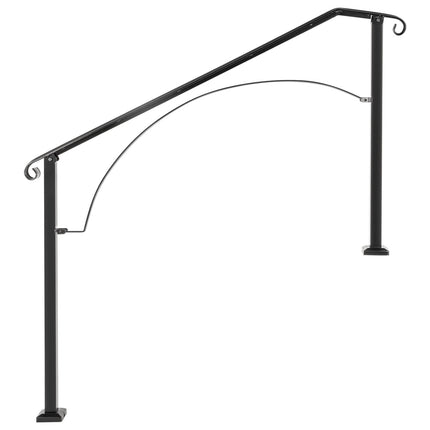 Outdoor Stair Handrail, Wrought Iron, Fits 4–5 Steps, Black