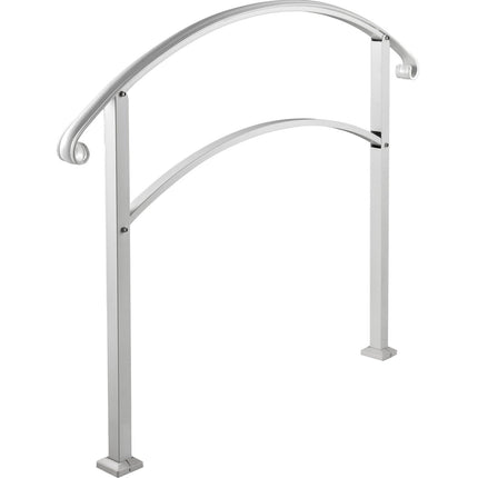 Outdoor Stair Handrail, Wrought Iron, White, 3-Step Kit