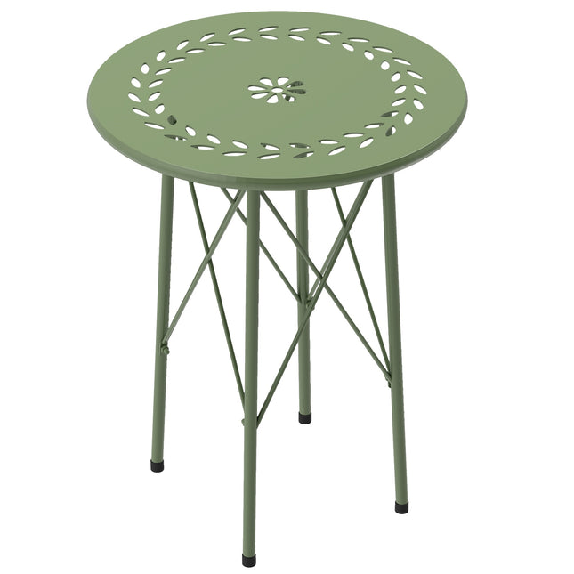 Masă de cafea din oțel pentru exterior, design floral, perne reglabile
