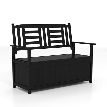 Bancă de depozitare pentru exterior 185L, lemn masiv, spătar, cotiere