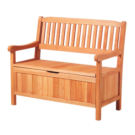 Outdoor Storage Bench, Wooden, 2-Person, 33 Gallon